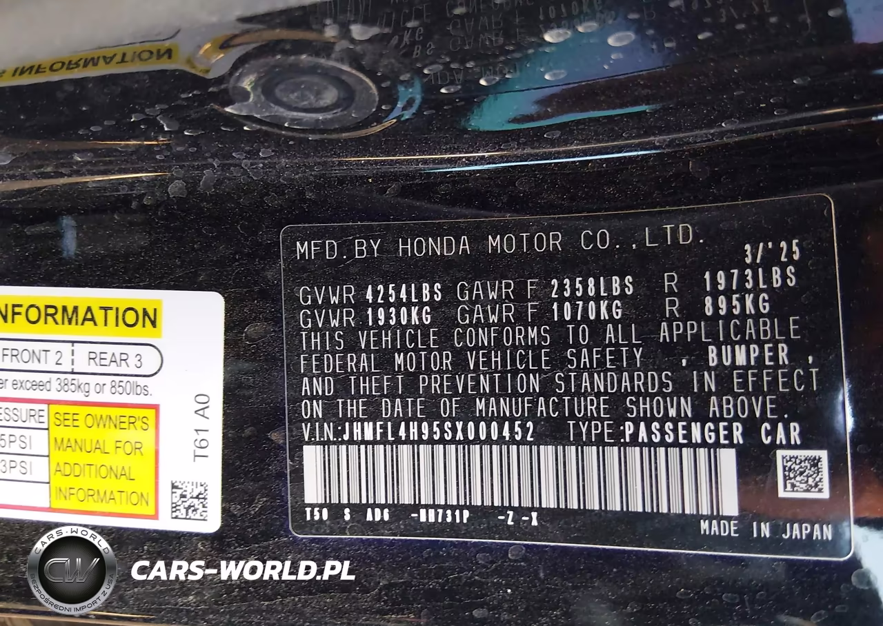 2025 Honda Civic Hybrid Sport Touring VIN:JHMFL4H95SX000452 - 9