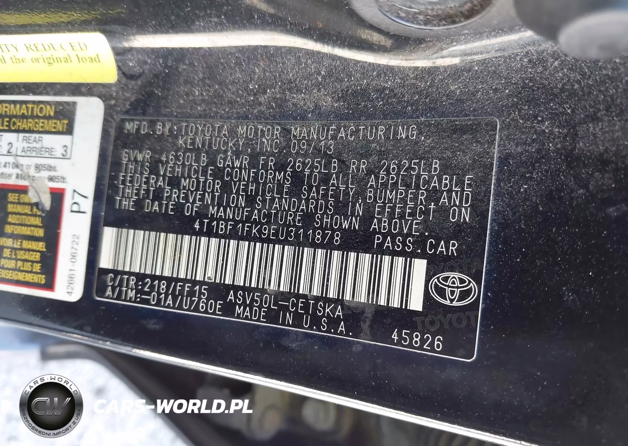 2014 Toyota Camry Se VIN:4T1BF1FK9EU311878 - 9