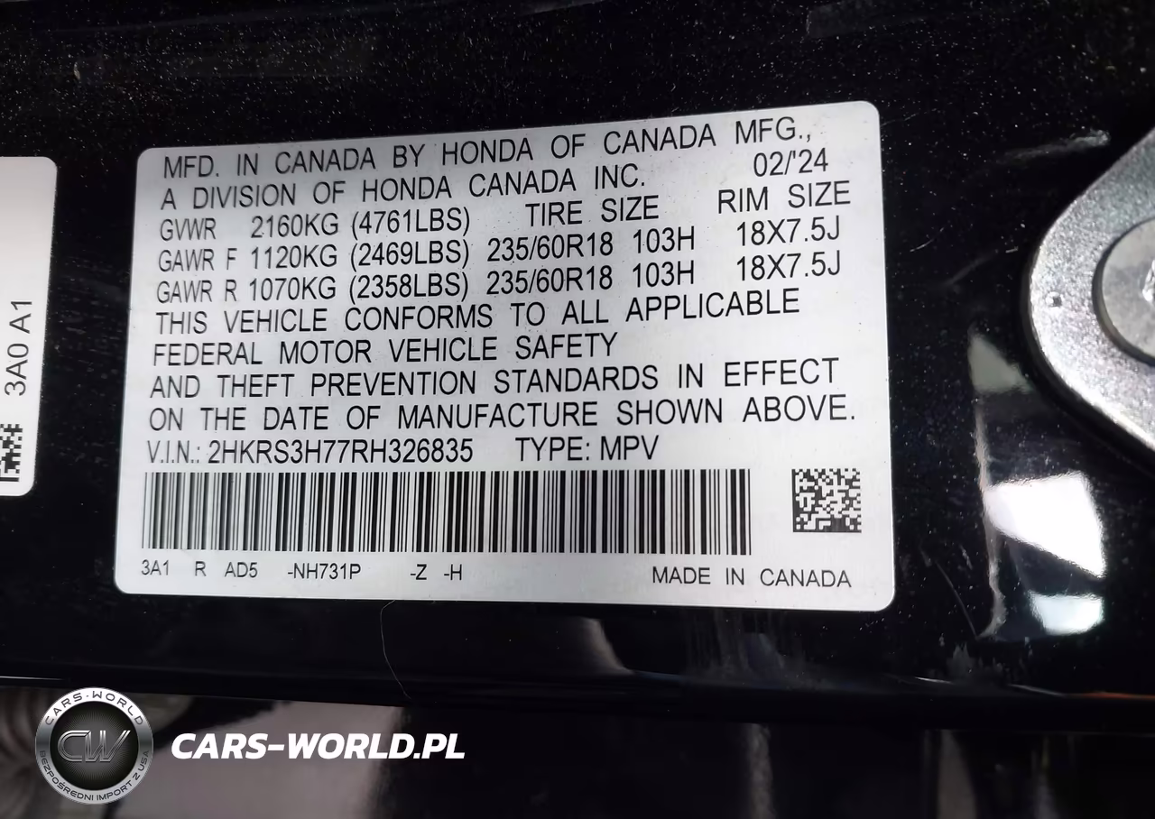 2024 Honda Cr-V Ex-L 2Wd VIN:2HKRS3H77RH326835 - 9