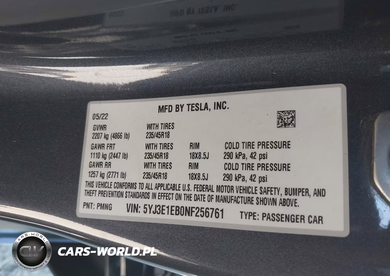 2022 Tesla Model 3 Long Range Dual Motor All-Wheel Drive VIN:5YJ3E1EB0NF256761 - 9