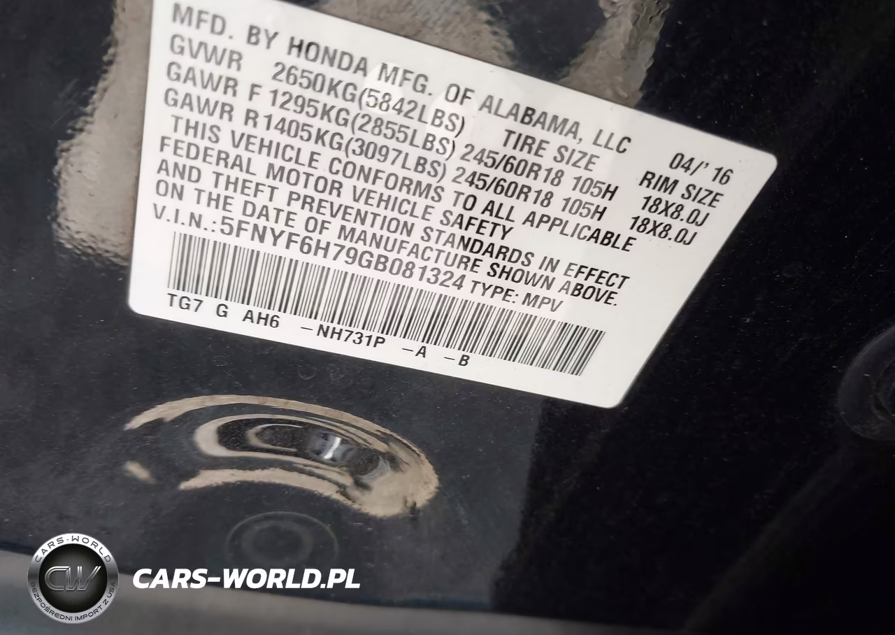 2016 Honda Pilot Ex-L VIN:5FNYF6H79GB081324 - 9