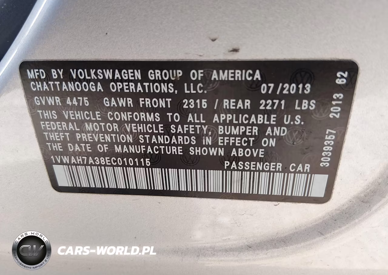 2014 Volkswagen Passat 2.5L Wolfsburg Edition VIN:1VWAH7A38EC010115 - 9