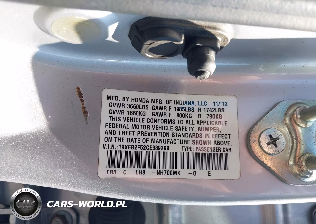 2012 Honda Civic Lx VIN:19XFB2F52CE389299 - 9