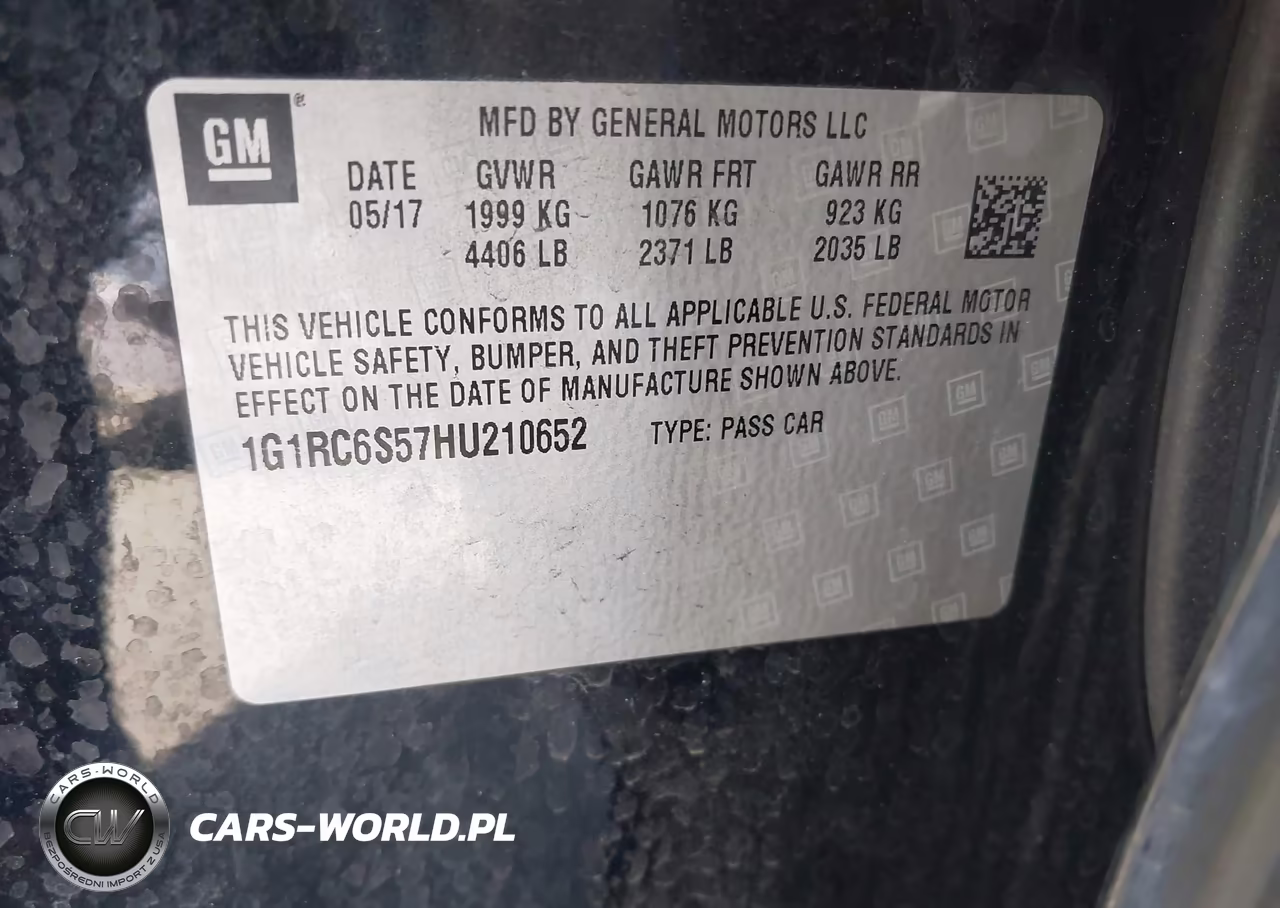 2017 Chevrolet Volt Lt VIN:1G1RC6S57HU210652 - 9