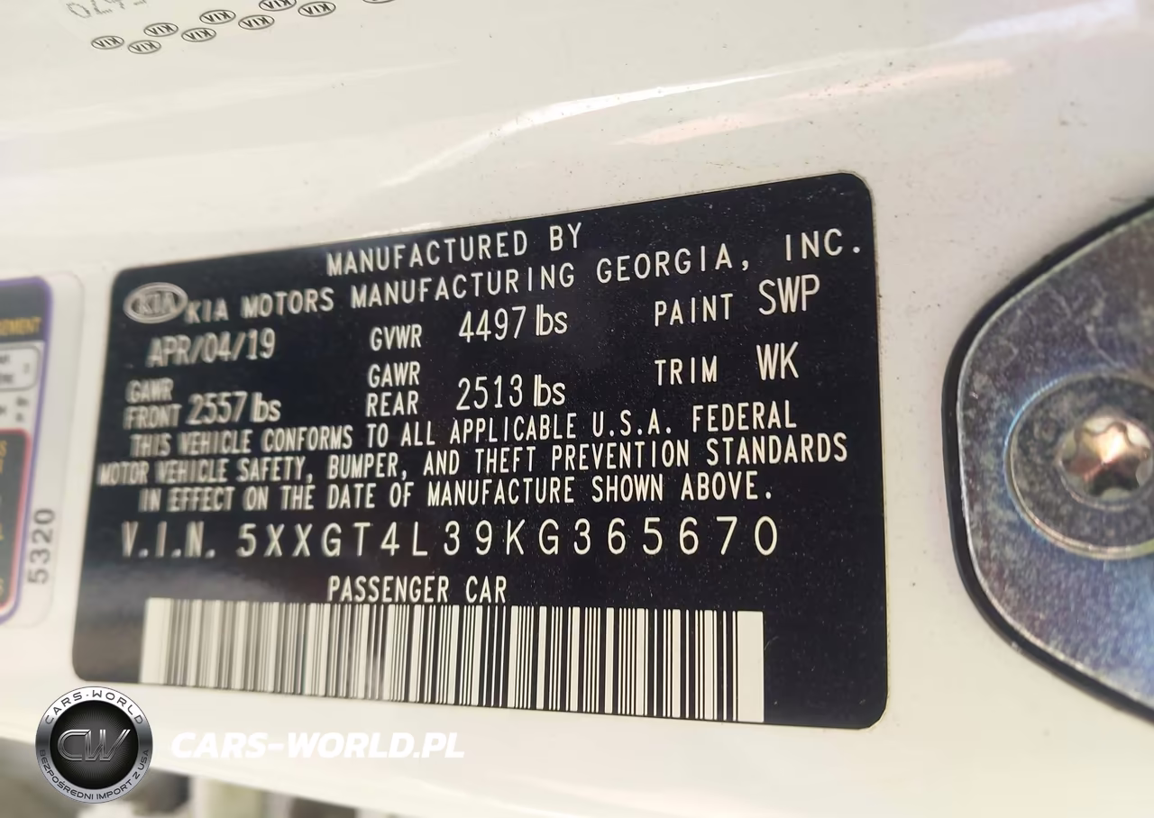 2019 Kia Optima S VIN:5XXGT4L39KG365670 - 9