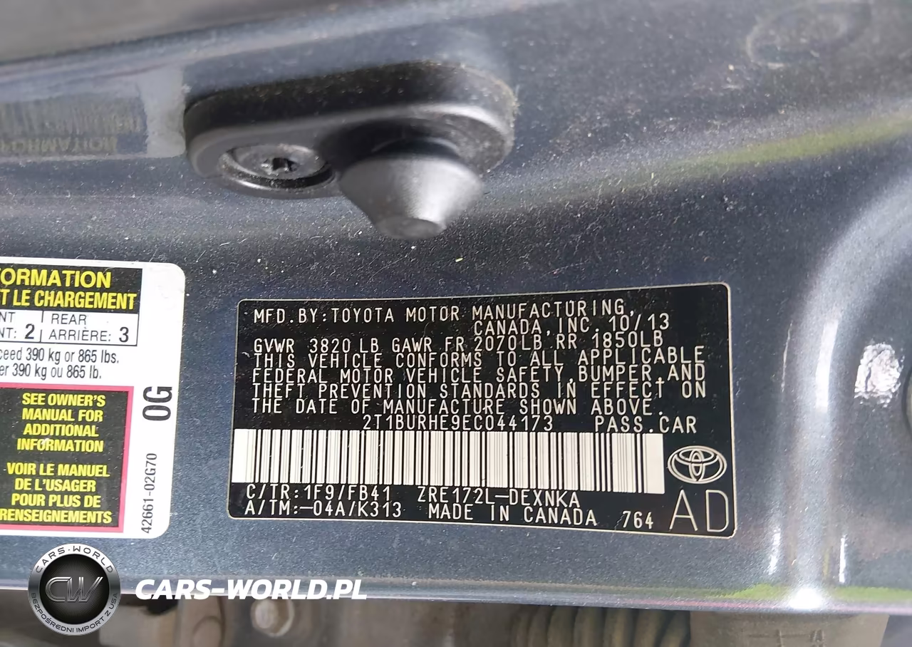2014 Toyota Corolla Le Plus VIN:2T1BURHE9EC044173 - 9