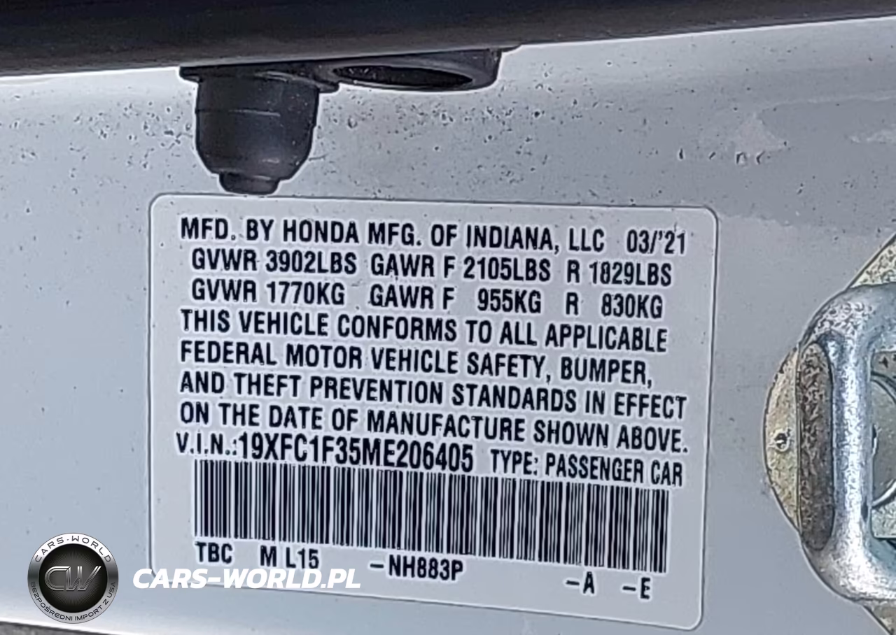 2021 Honda Civic Ex VIN:19XFC1F35ME206405 - 9