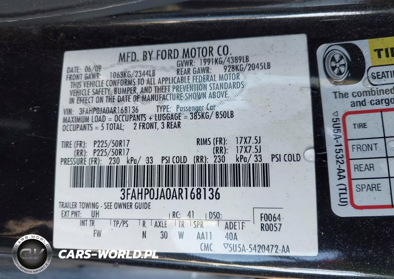 2010 Ford Fusion Sel VIN:3FAHP0JA0AR168136 - 9