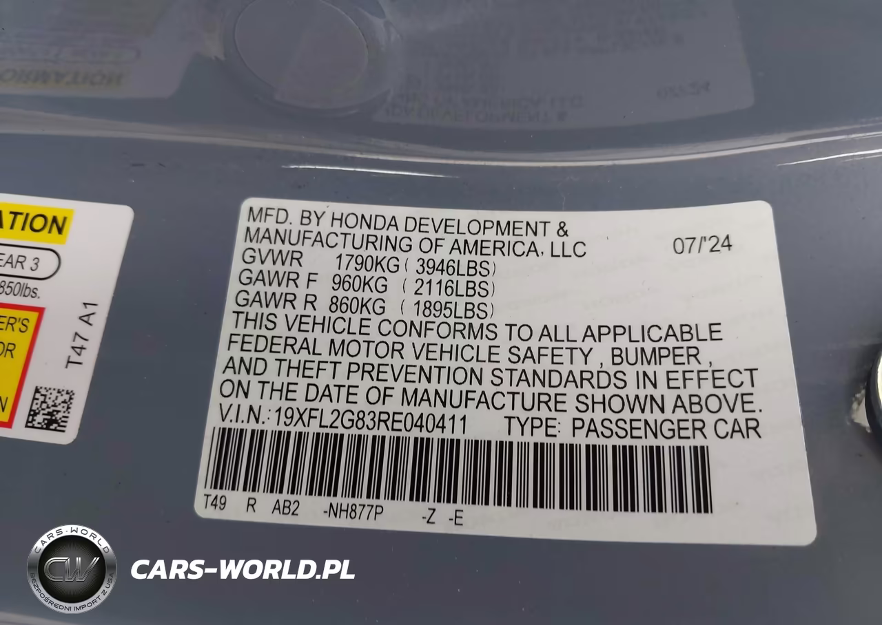 2024 Honda Civic Sport VIN:19XFL2G83RE040411 - 9