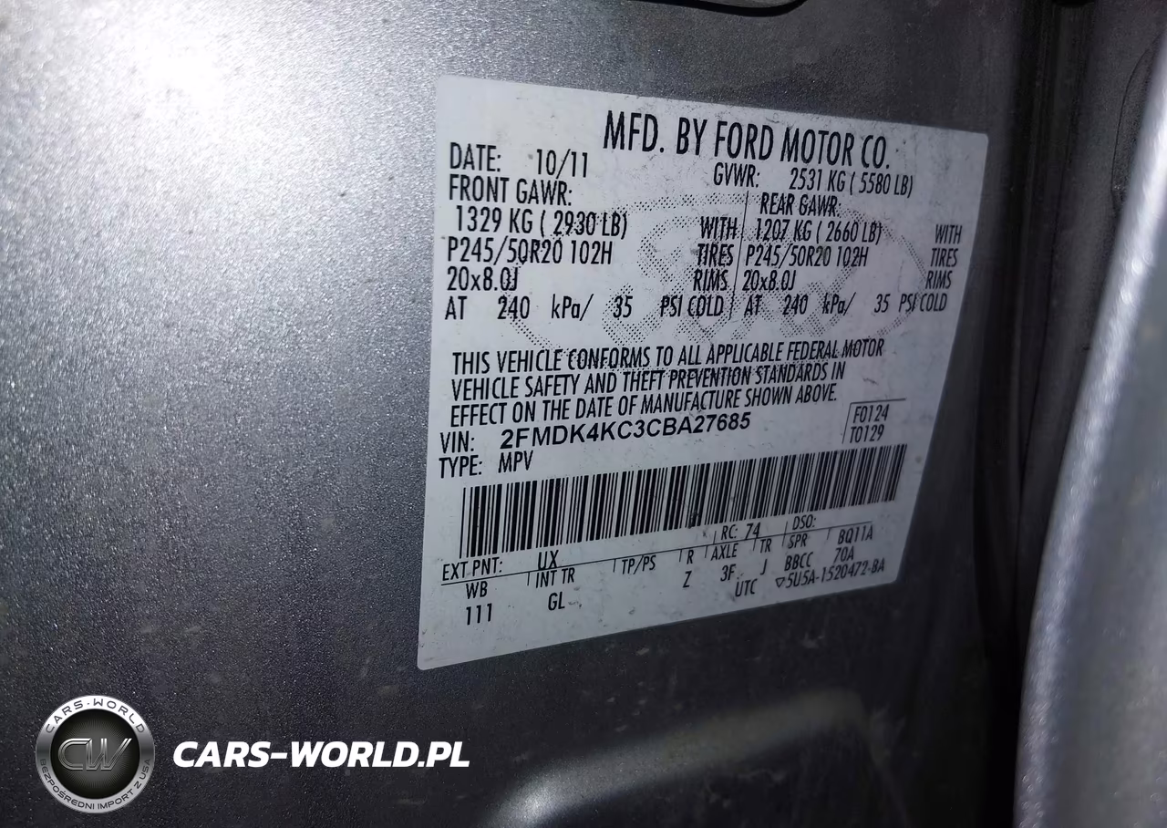 2012 Ford Edge Limited VIN:2FMDK4KC3CBA27685 - 9