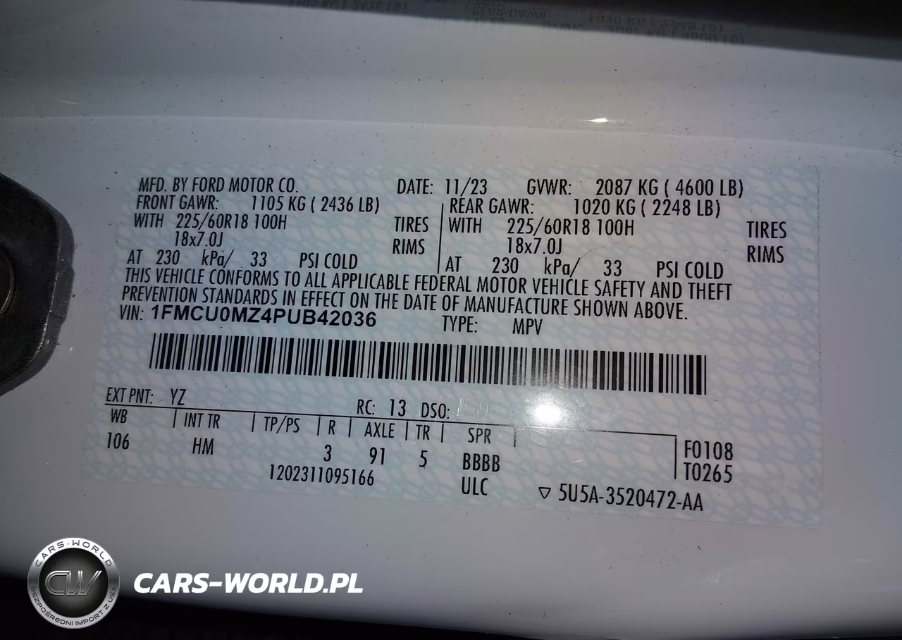 2023 Ford Escape St-Line VIN:1FMCU0MZ4PUB42036 - 9