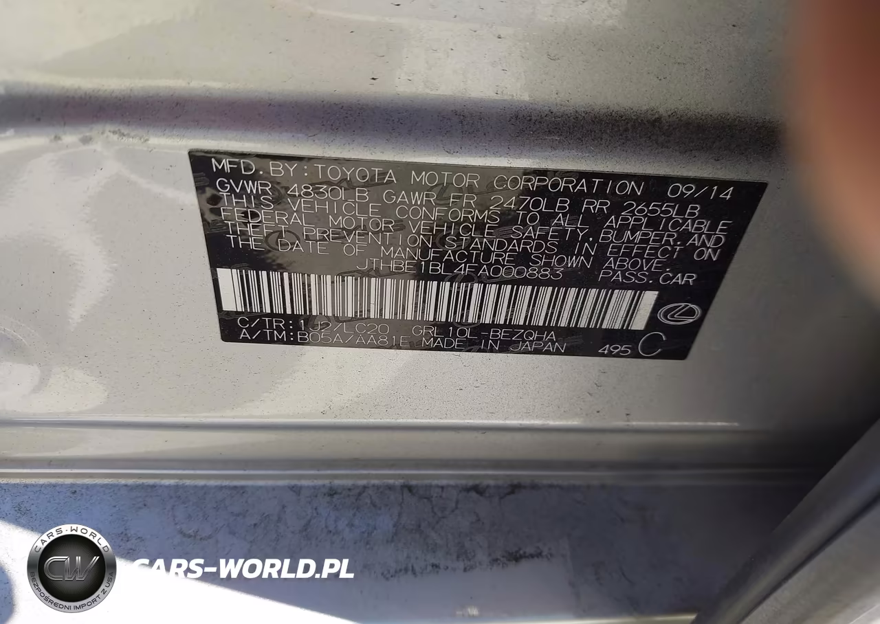 2015 Lexus Gs 350 VIN:JTHBE1BL4FA000883 - 9