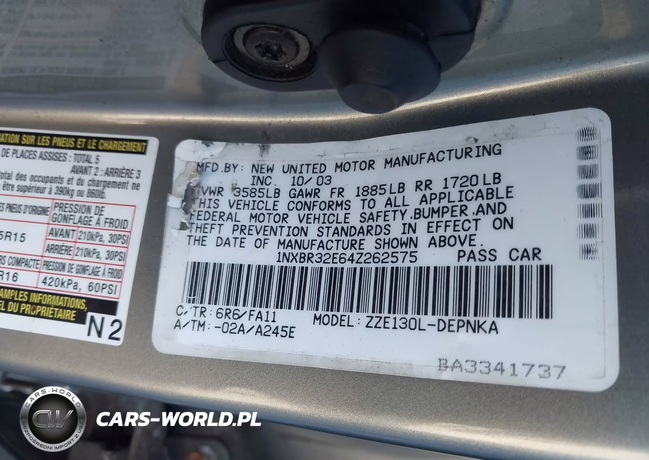 2004 Toyota Corolla Le VIN:1NXBR32E64Z262575 - 9