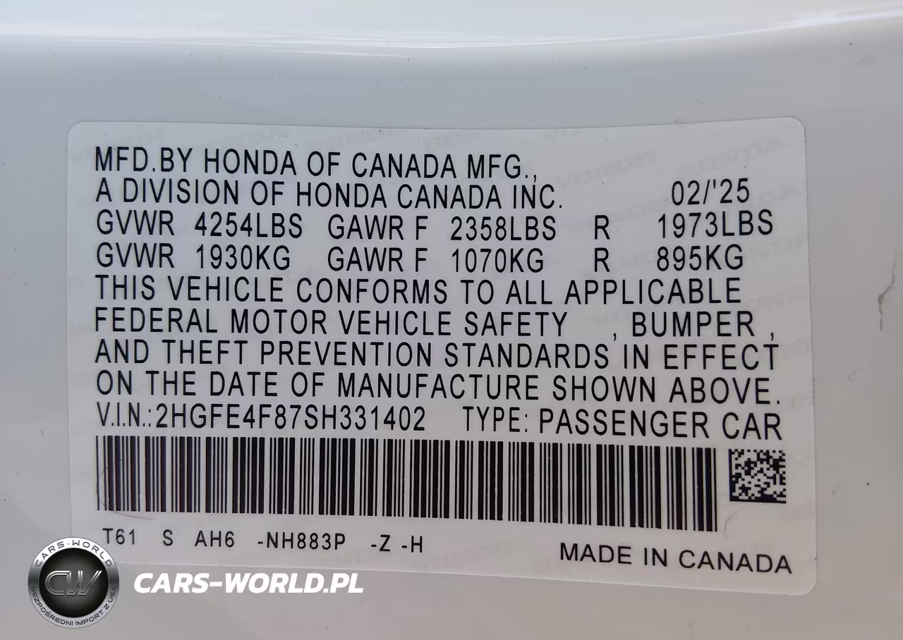 2025 Honda Civic Hybrid Sport-Sport Touring VIN:2HGFE4F87SH331402 - 9