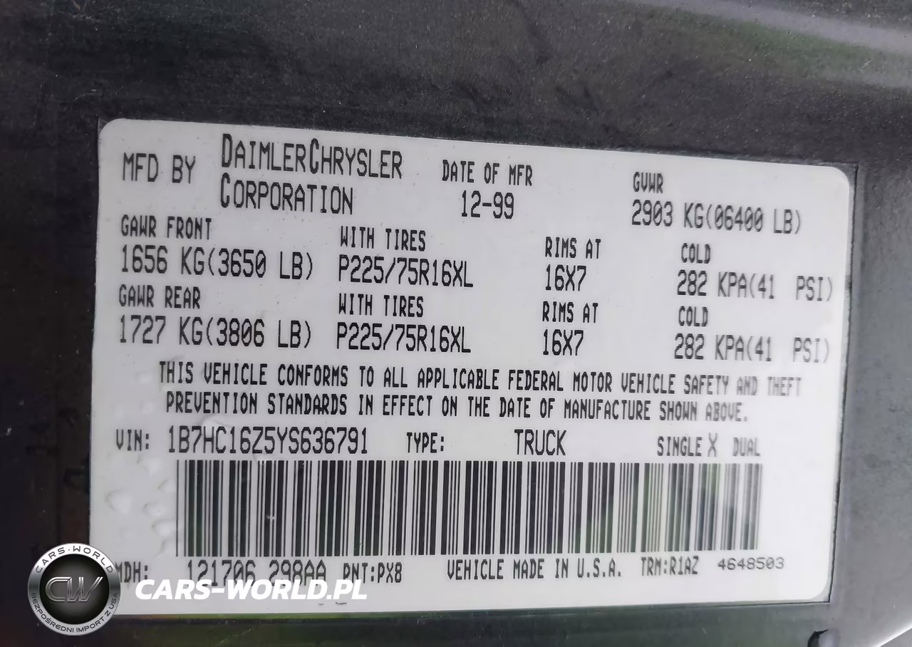 2000 Dodge Ram 1500 St VIN:1B7HC16Z5YS636791 - 9