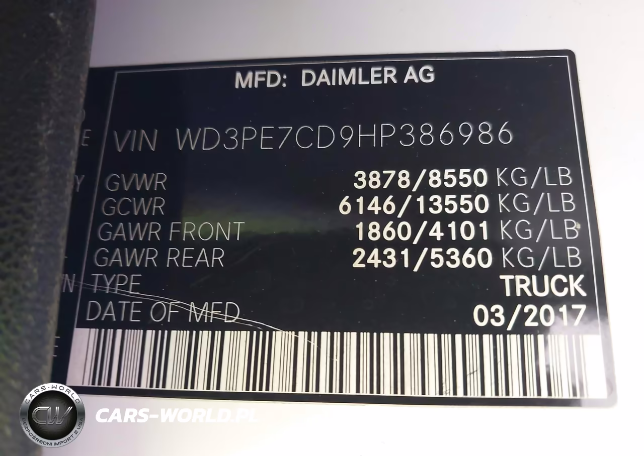 2017 Mercedes-Benz Sprinter 2500 Standard Roof V6 VIN:WD3PE7CD9HP386986 - 9