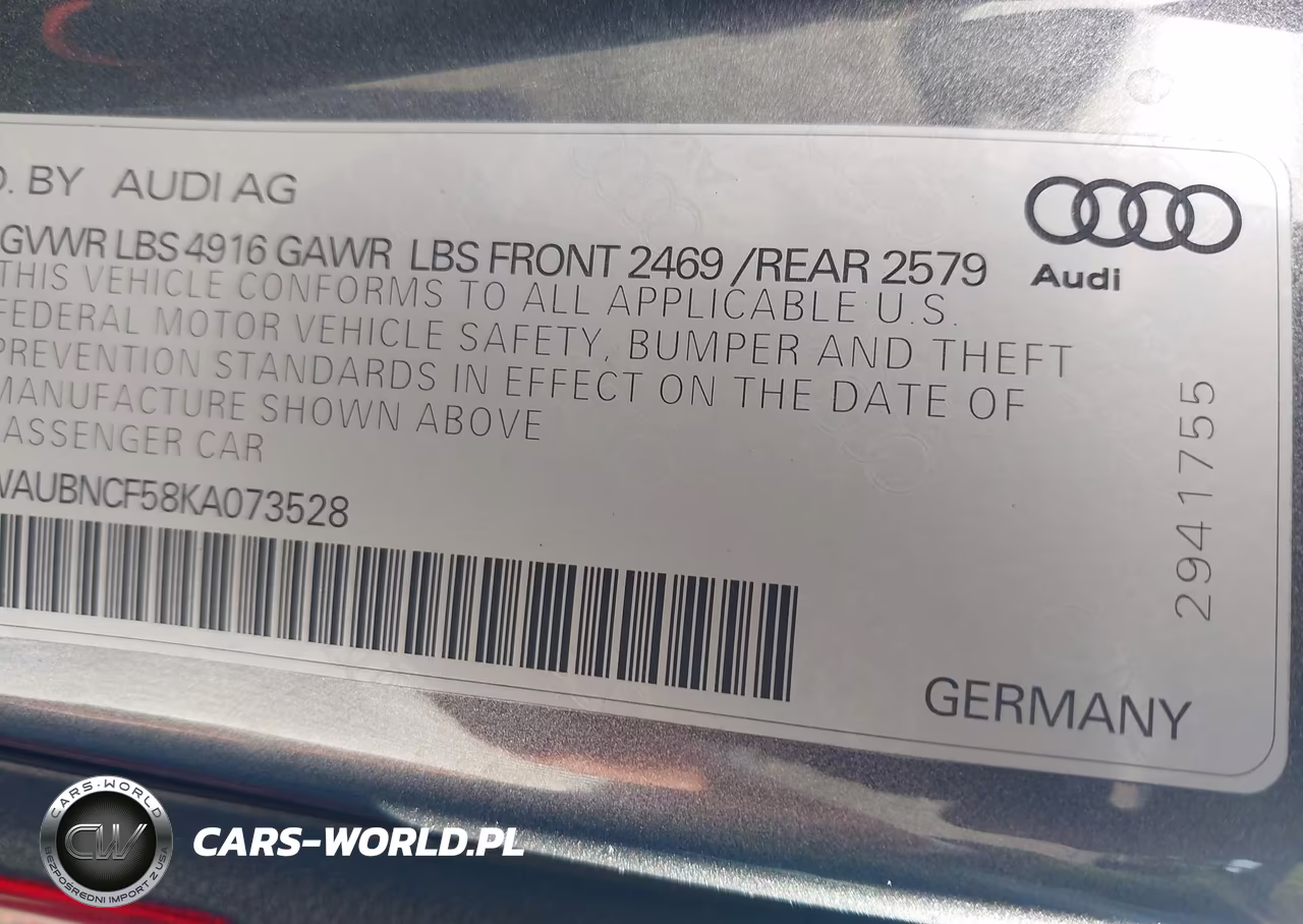 2019 Audi A5 45 Premium VIN:WAUBNCF58KA073528 - 9