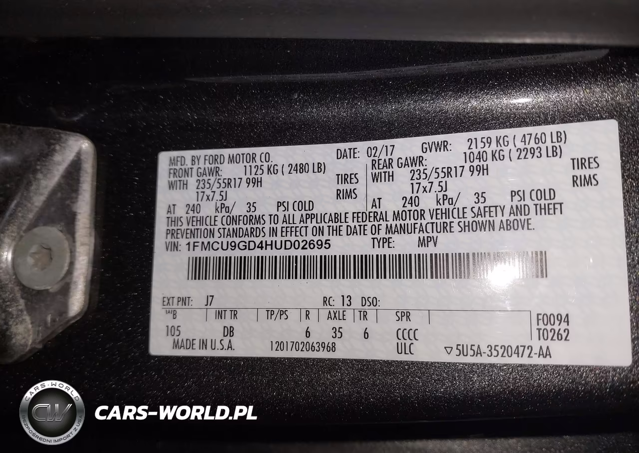 2017 Ford Escape Se VIN:1FMCU9GD4HUD02695 - 9