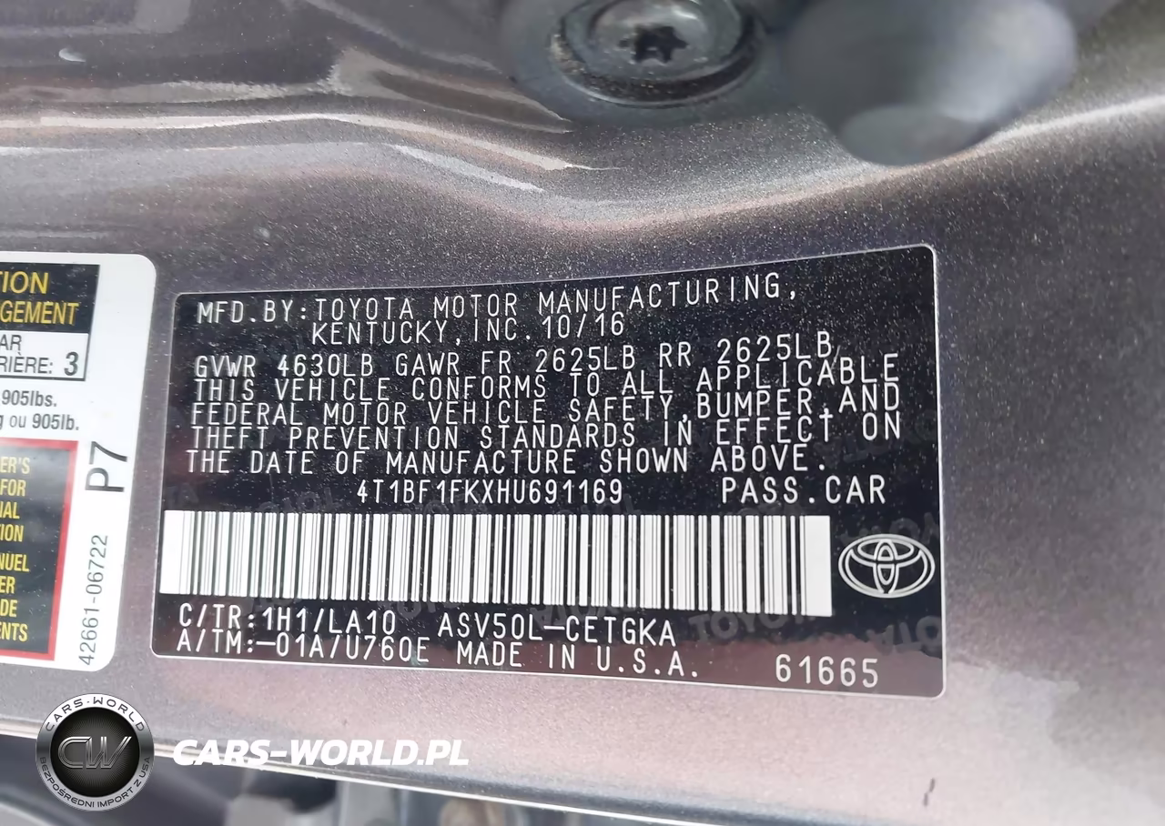 2017 Toyota Camry Xle VIN:4T1BF1FKXHU691169 - 9