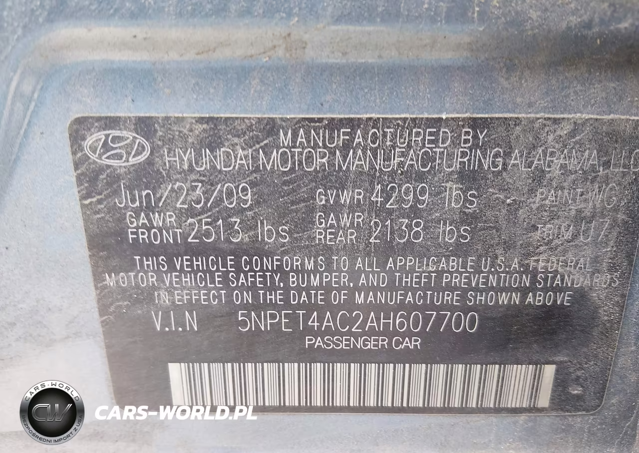 2010 Hyundai Sonata Gls VIN:5NPET4AC2AH607700 - 9