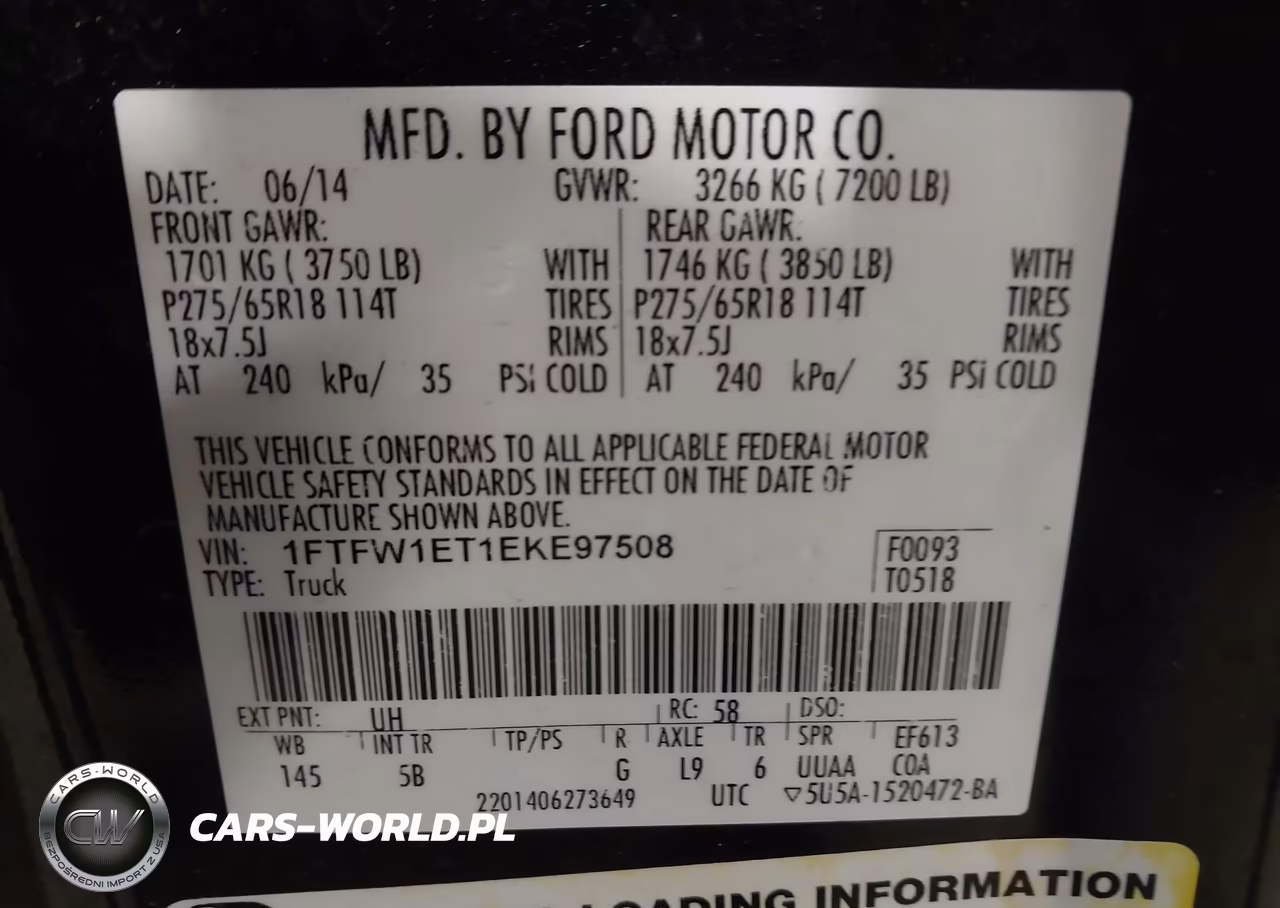 2014 Ford F-150 Fx4 VIN:1FTFW1ET1EKE97508 - 9