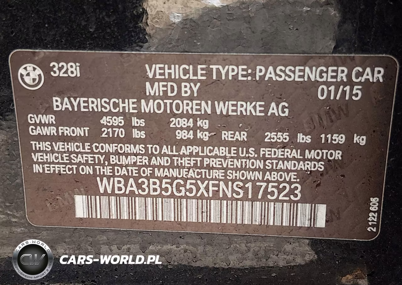 2015 BMW 328I xDrive VIN:WBA3B5G5XFNS17523 - 9
