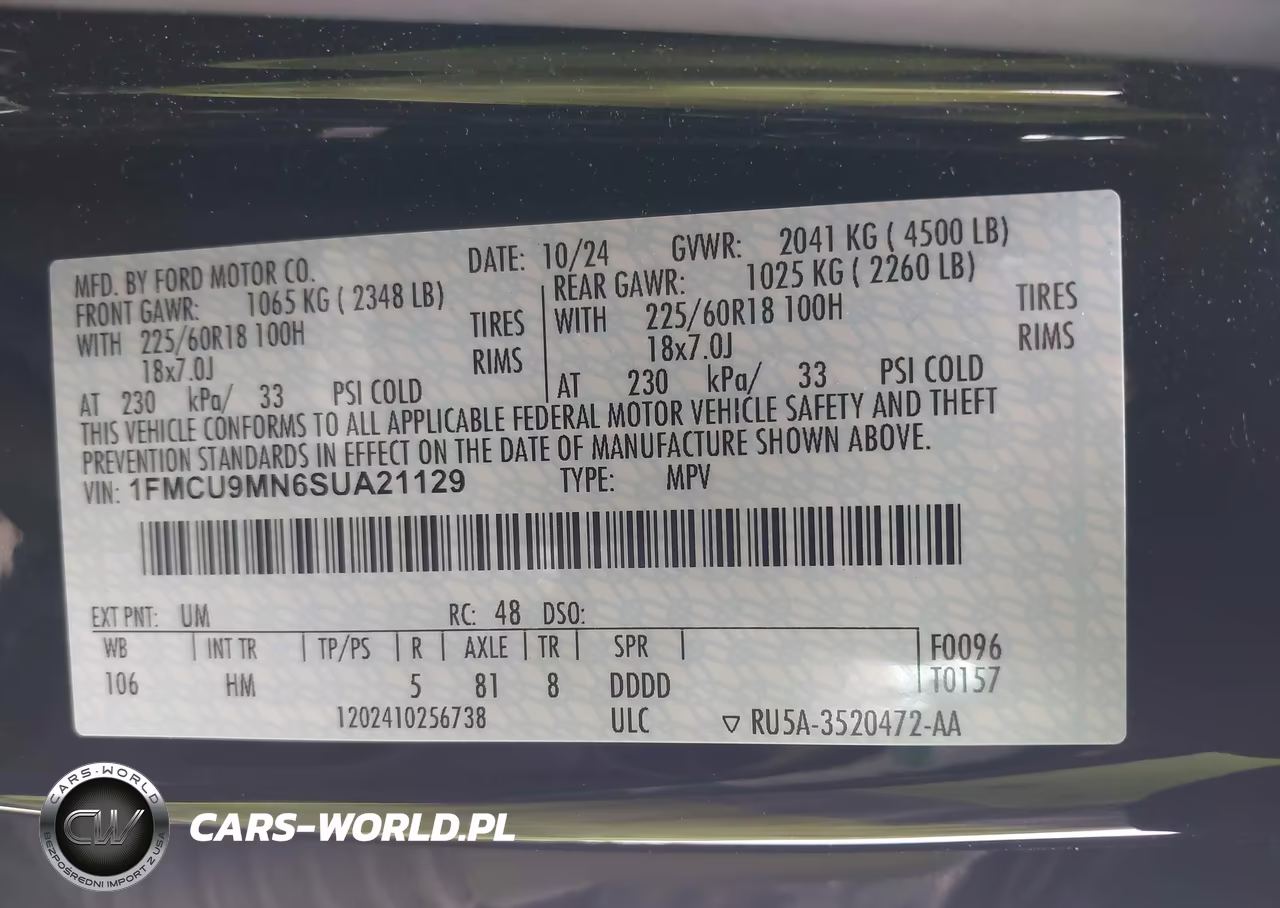 2025 Ford Escape St-Line VIN:1FMCU9MN6SUA21129 - 9