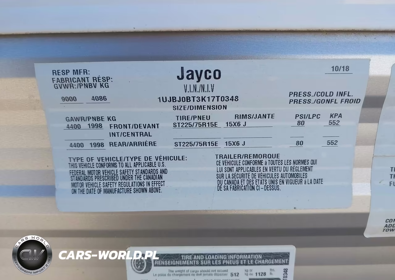 2019 Jayco Other VIN:1UJBJ0BT3K17T0348 - 9