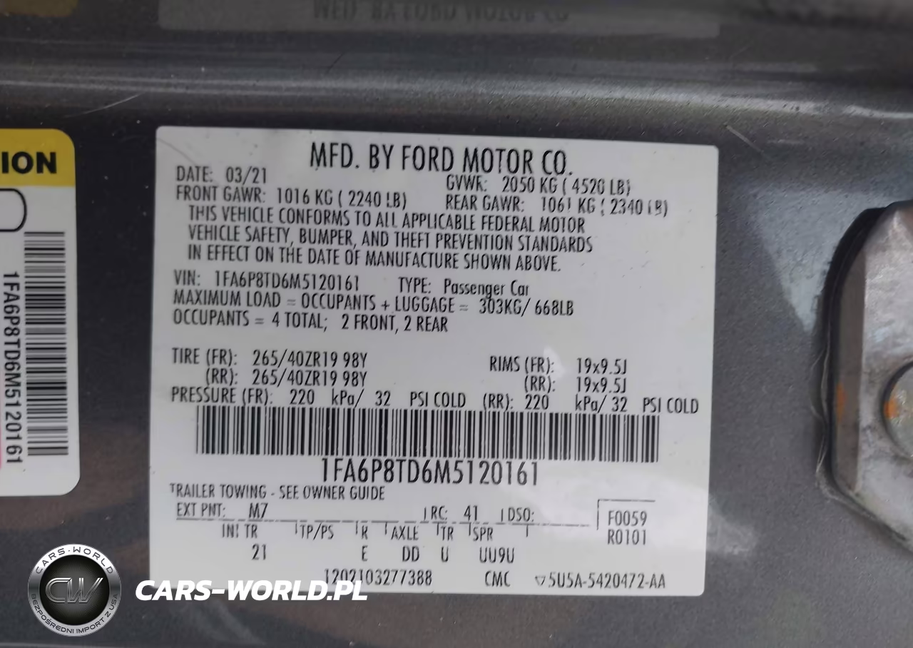 2021 Ford Mustang Ecoboost Fastback VIN:1FA6P8TD6M5120161 - 9