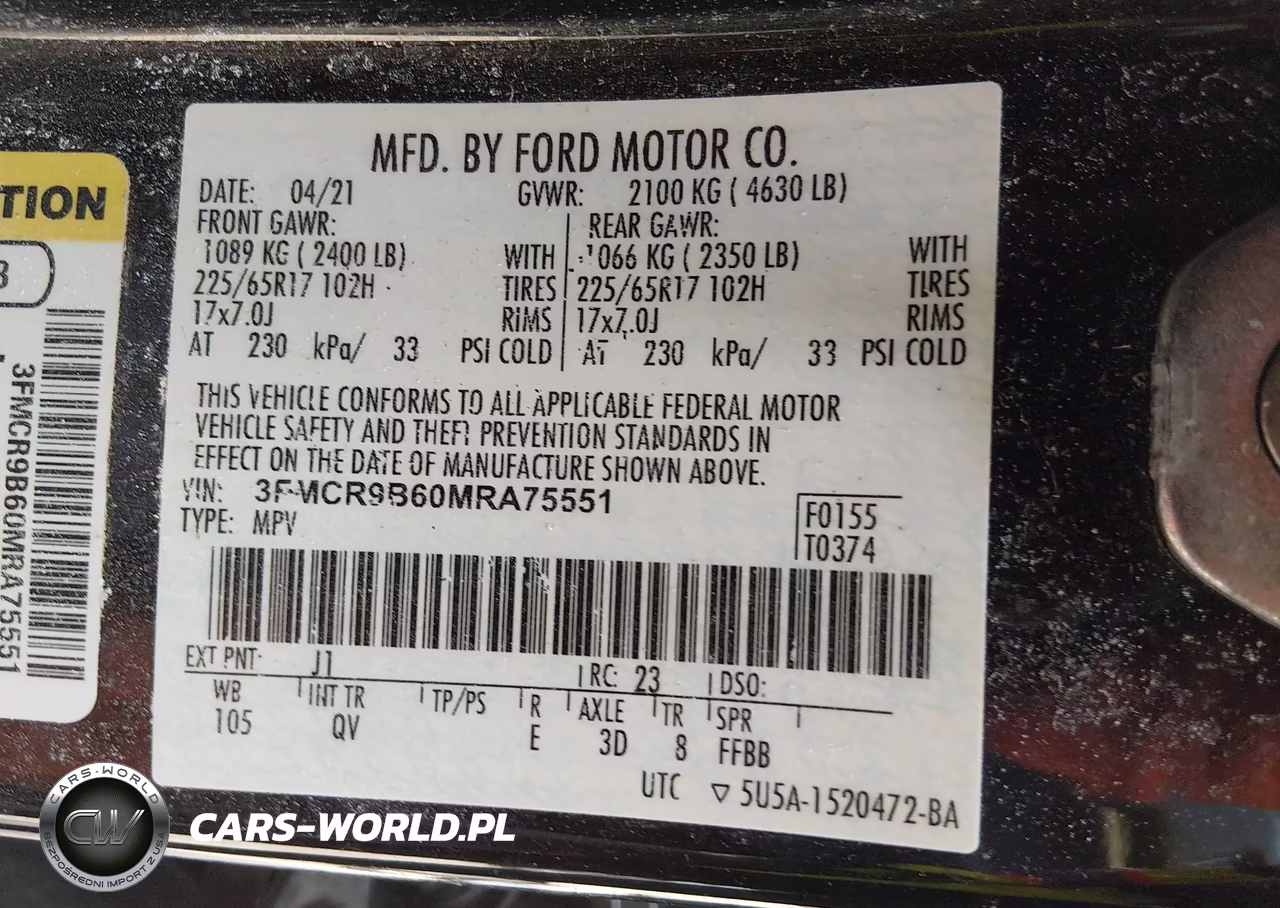 2021 Ford Bronco Sport Big Bend VIN:3FMCR9B60MRA75551 - 9