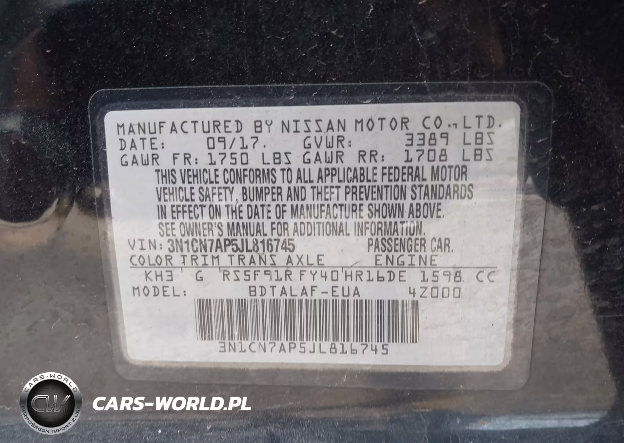 2018 Nissan Versa 1.6 S VIN:3N1CN7AP5JL816745 - 9