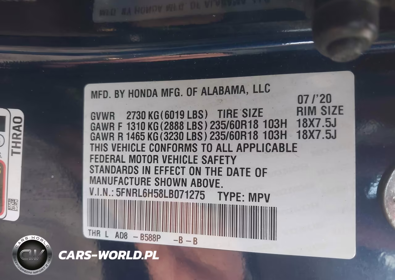 2020 Honda Odyssey Ex VIN:5FNRL6H58LB071275 - 9