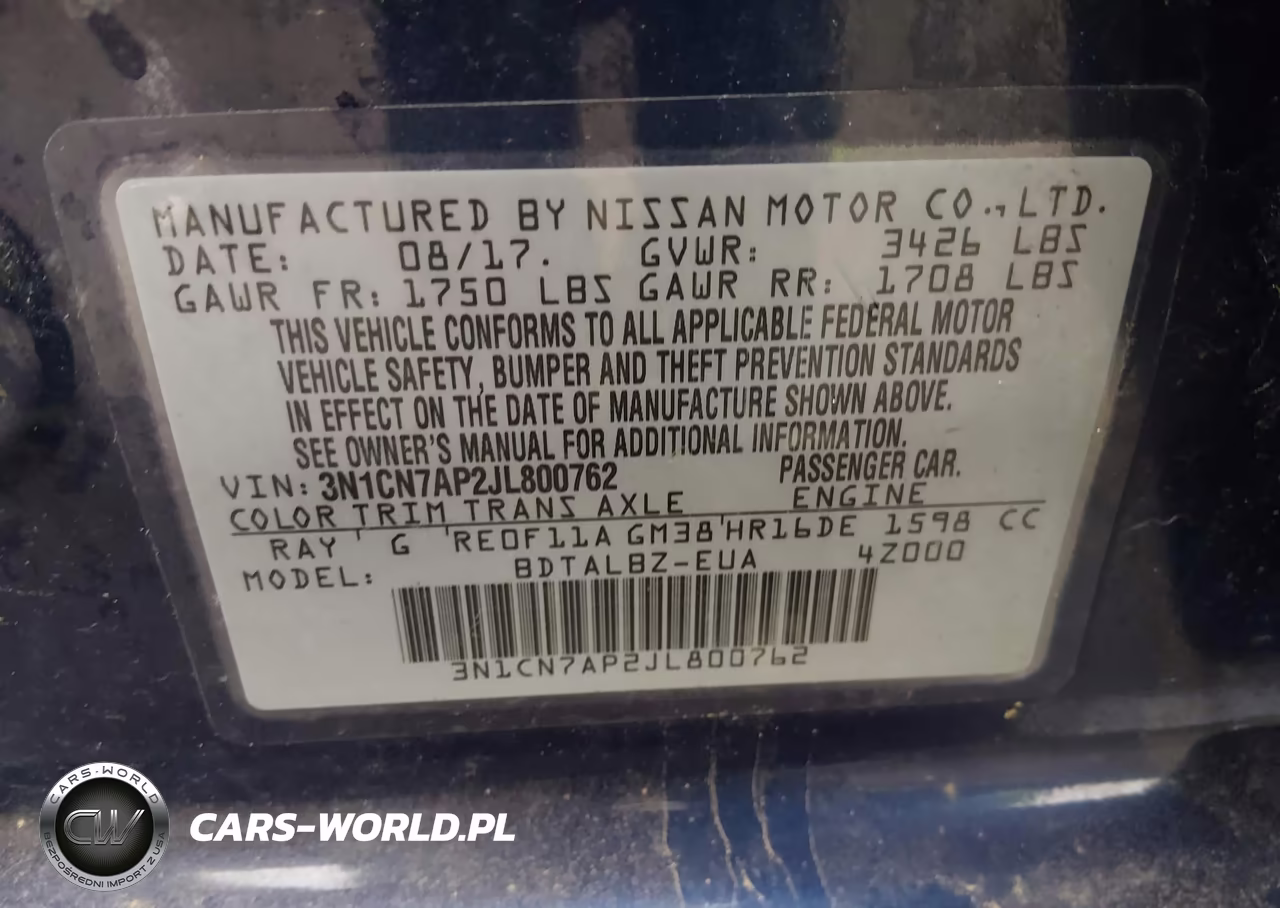 2018 Nissan Versa 1.6 Sv VIN:3N1CN7AP2JL800762 - 9