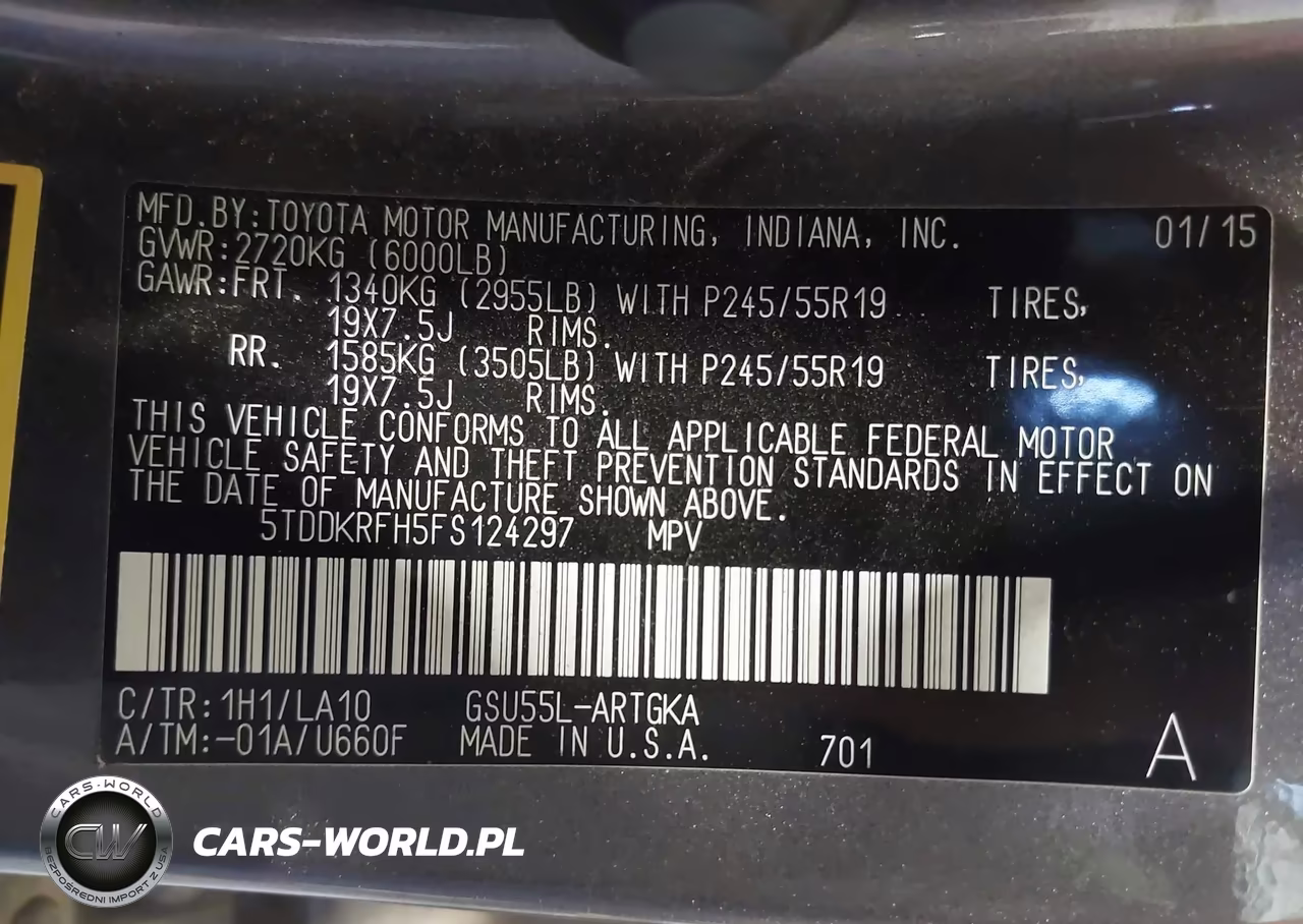 2015 Toyota Highlander Limited V6 VIN:5TDDKRFH5FS124297 - 9