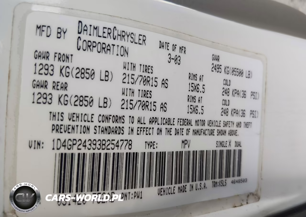 2003 Dodge Grand Caravan Se VIN:1D4GP24393B254778 - 9