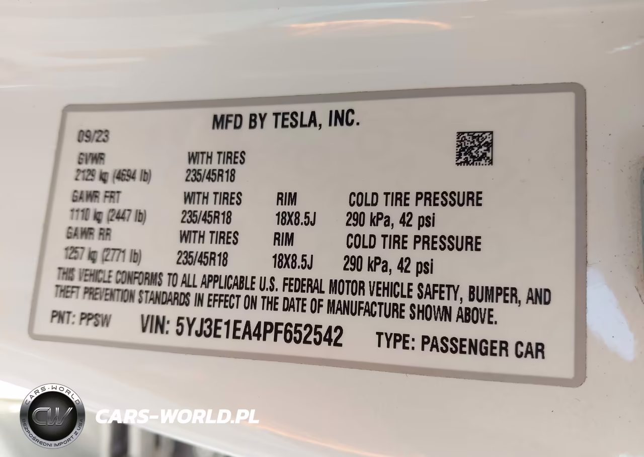 2023 Tesla Model 3 Rear-Wheel Drive VIN:5YJ3E1EA4PF652542 - 9