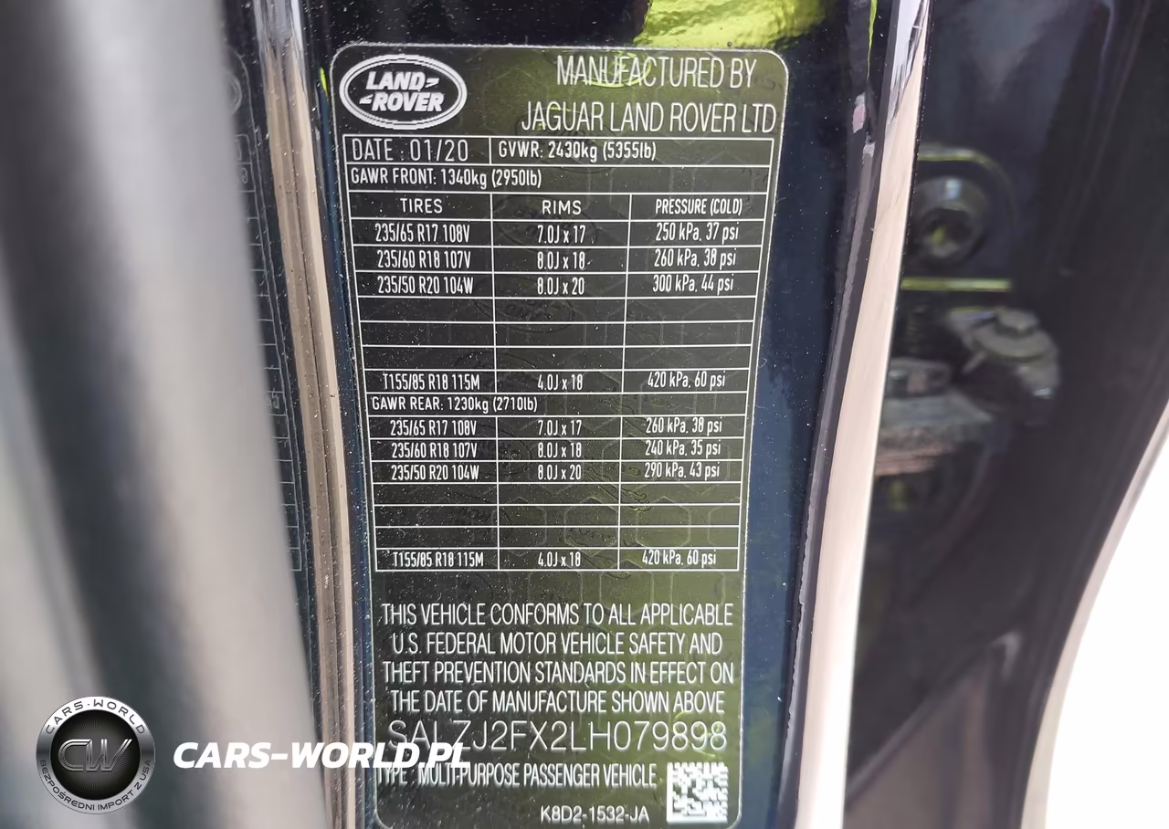 2020 Land Rover Range Rover Evoque S VIN:SALZJ2FX2LH079898 - 9
