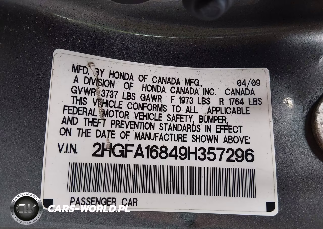2009 Honda Civic Ex VIN:2HGFA16849H357296 - 9