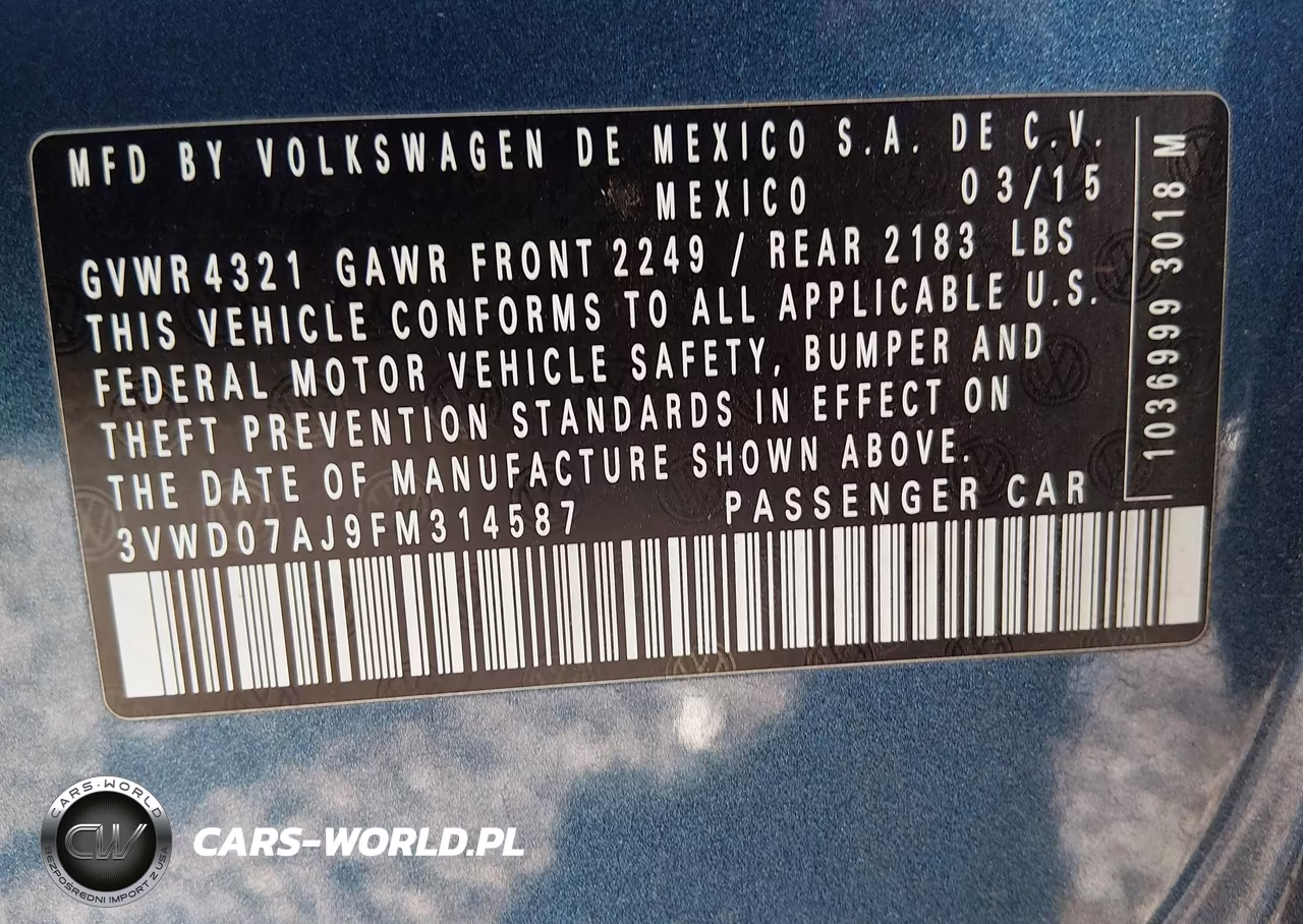 2015 Volkswagen Jetta 1.8T Se VIN:3VWD07AJ9FM314587 - 9