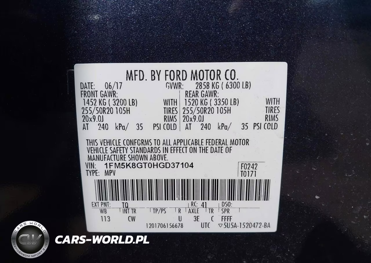 2017 Ford Explorer Sport VIN:1FM5K8GT0HGD37104 - 9