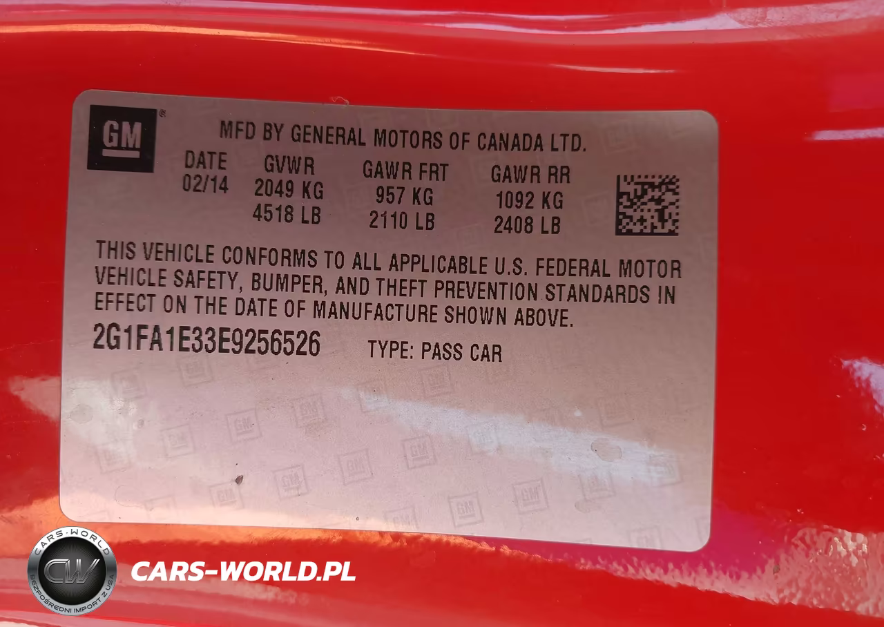 2014 Chevrolet Camaro 2Ls VIN:2G1FA1E33E9256526 - 9