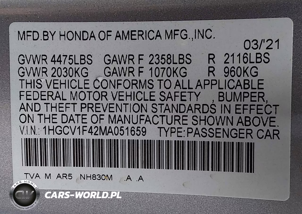 2021 Honda Accord Sport Special Edition VIN:1HGCV1F42MA051659 - 9