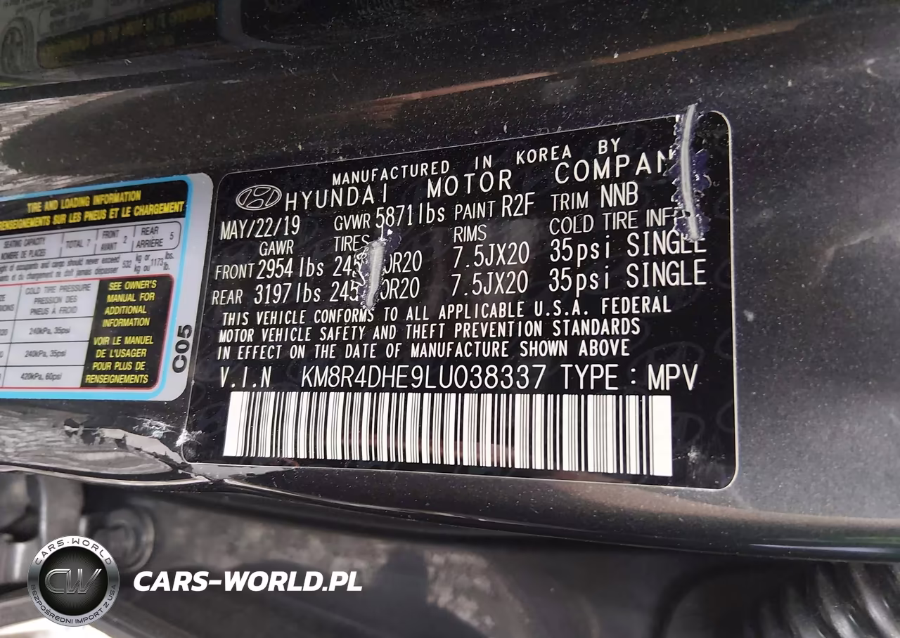 2020 Hyundai Palisade Sel VIN:KM8R4DHE9LU038337 - 9
