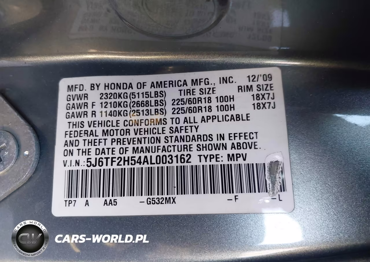 2010 Honda Accord Crosstour Ex-L VIN:5J6TF2H54AL003162 - 9