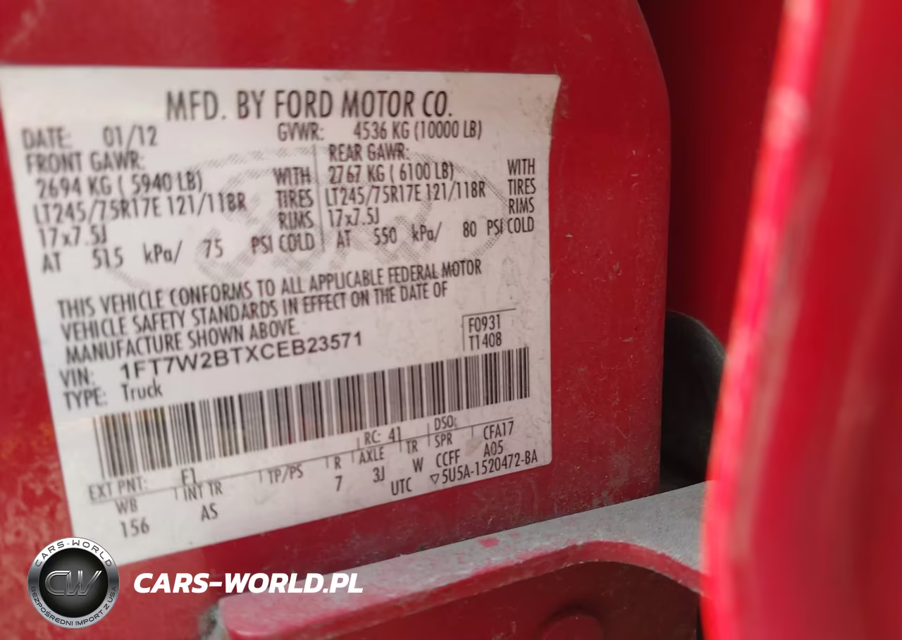 2012 Ford F-250 Xl VIN:1FT7W2BTXCEB23571 - 9