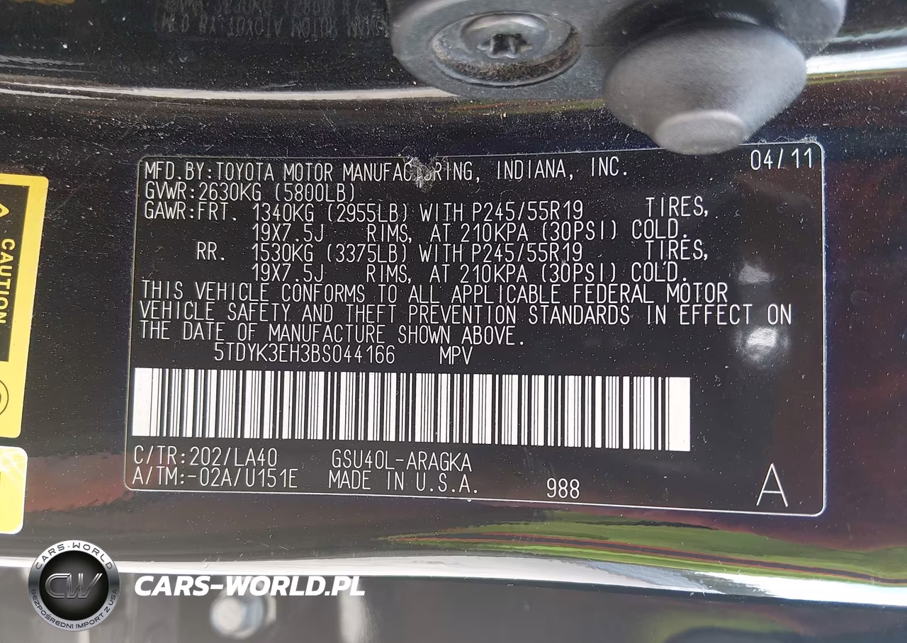 2011 Toyota Highlander Limited V6 VIN:5TDYK3EH3BS044166 - 9
