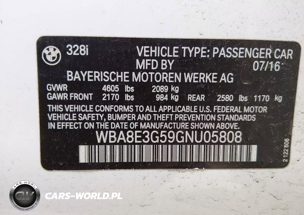 2016 BMW 328I xDrive VIN:WBA8E3G59GNU05808 - 9