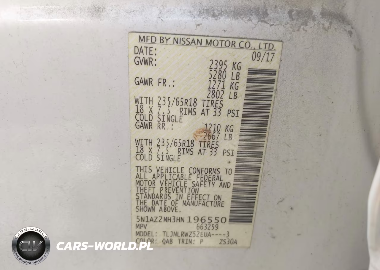 2017 Nissan Murano Sl VIN:5N1AZ2MH3HN196550 - 9