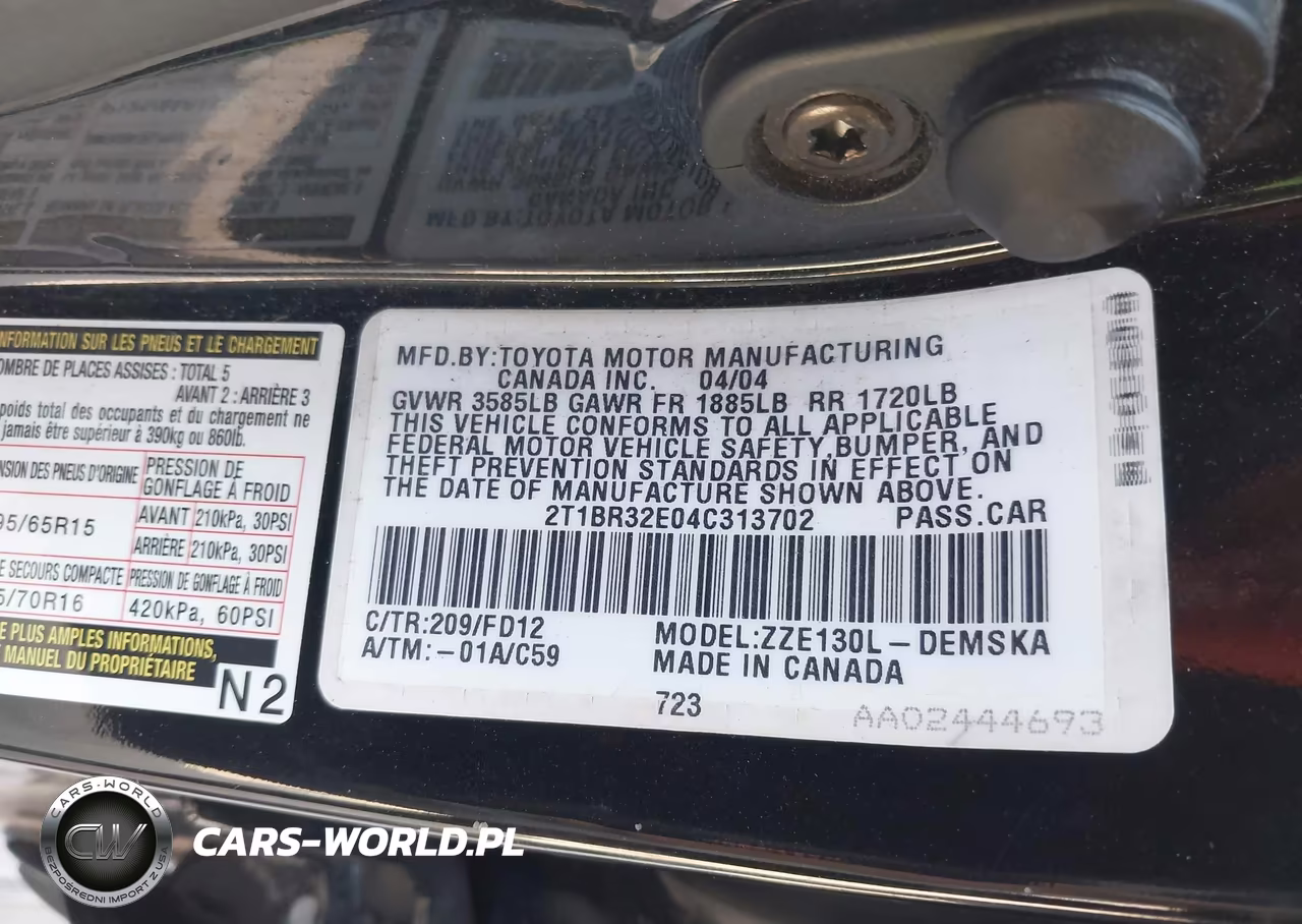 2004 Toyota Corolla S VIN:2T1BR32E04C313702 - 9
