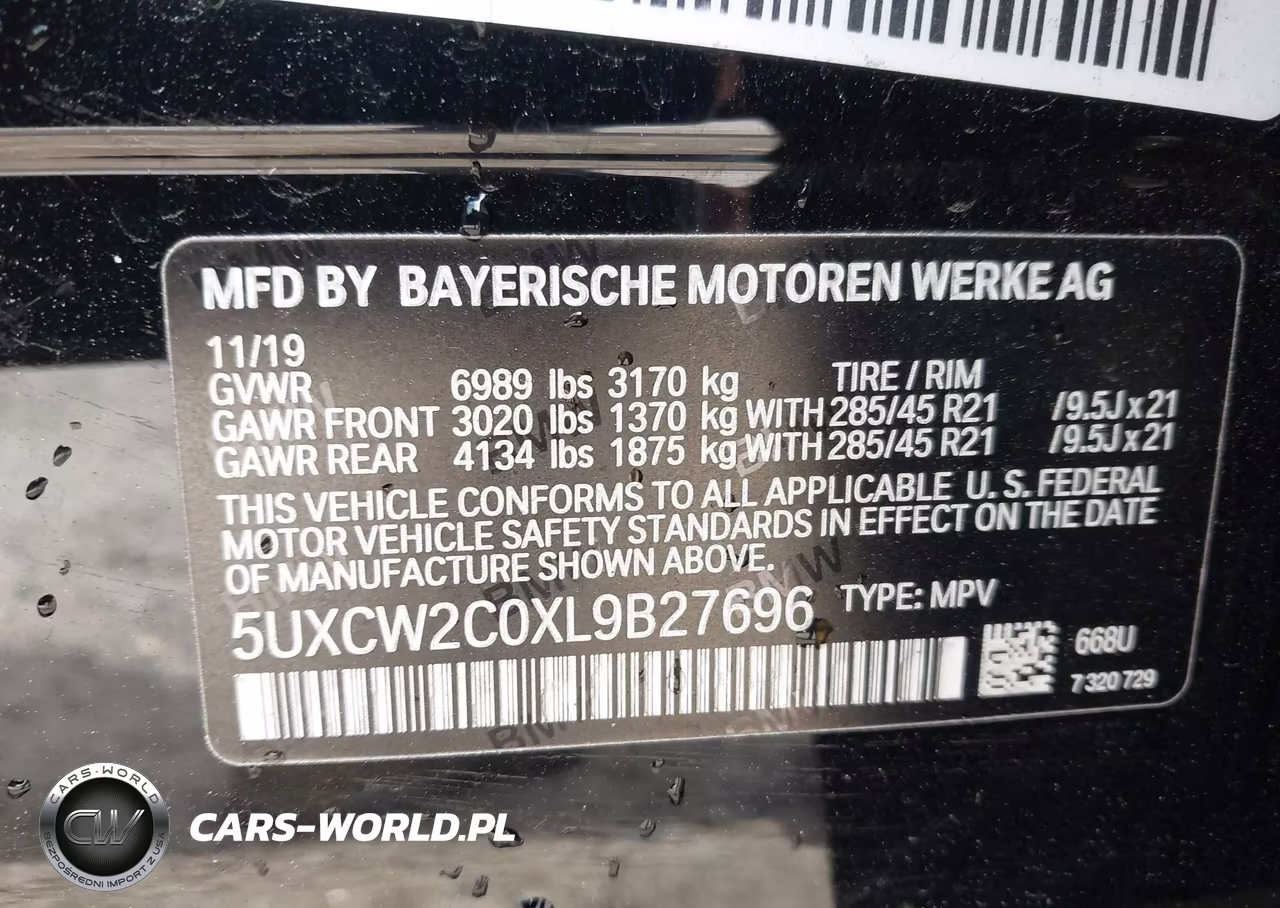 2020 BMW X7 xDrive40I VIN:5UXCW2C0XL9B27696 - 9